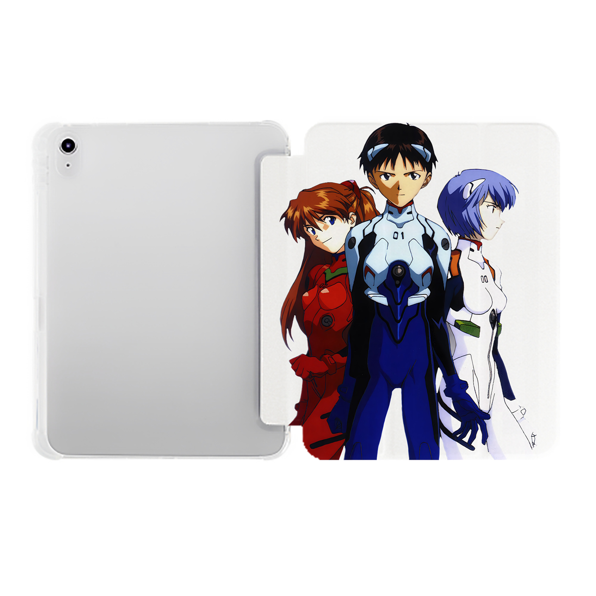 （画像用） EVA 新世紀エヴァンゲリオン IPad ケース ペン収納付き 三つ折りスタンド PUレザー×シリコン 対応機種9.5/10.5/10.9インチ